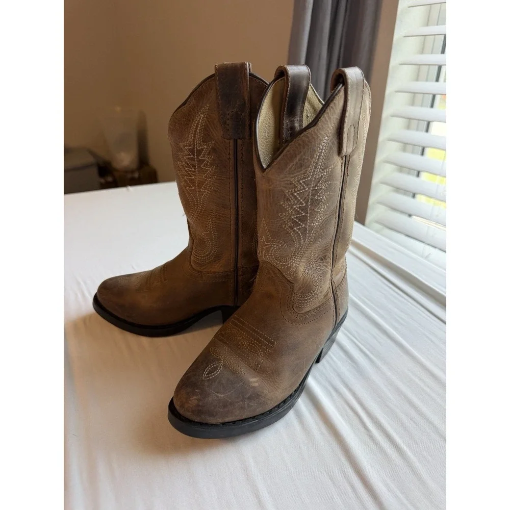 Smoky Mountain Boots 3435C Kids Size 11 R Annie Brown Leather Cowboy Boots EUC